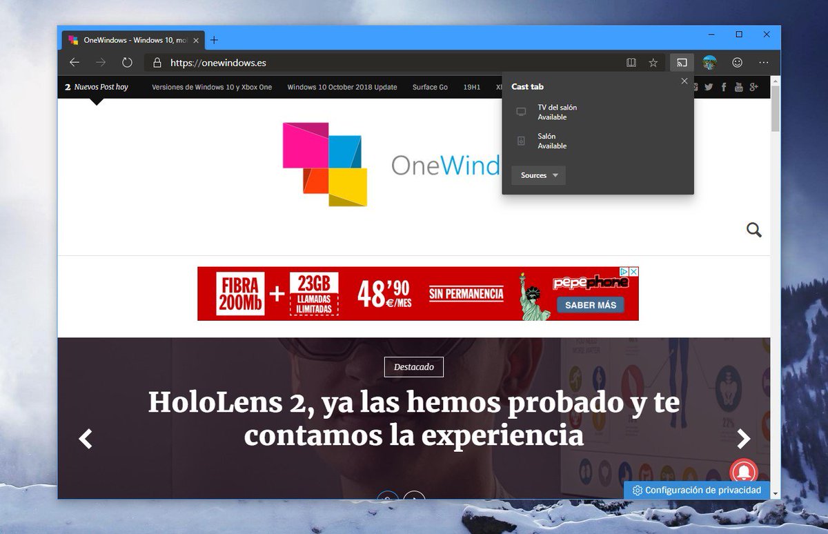 onewindows_es's tweet photo. El nuevo #Edge tiene #Chromecast nativo y te mostramos como activarlo - https://t.co/kxEJ0KkbAE - #Chromium #EdgeHtml https://t.co/m0P62ZvsnO