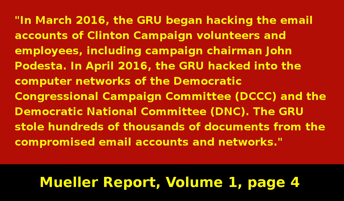 In addition to supporting Trump's campaign, the GRU (Russia's main intelligence service) is hacking democratic party computers and stealing information.Remember, this is a new form of warfare that Russia is waging. #MuellerReport  https://www.justice.gov/storage/report.pdf