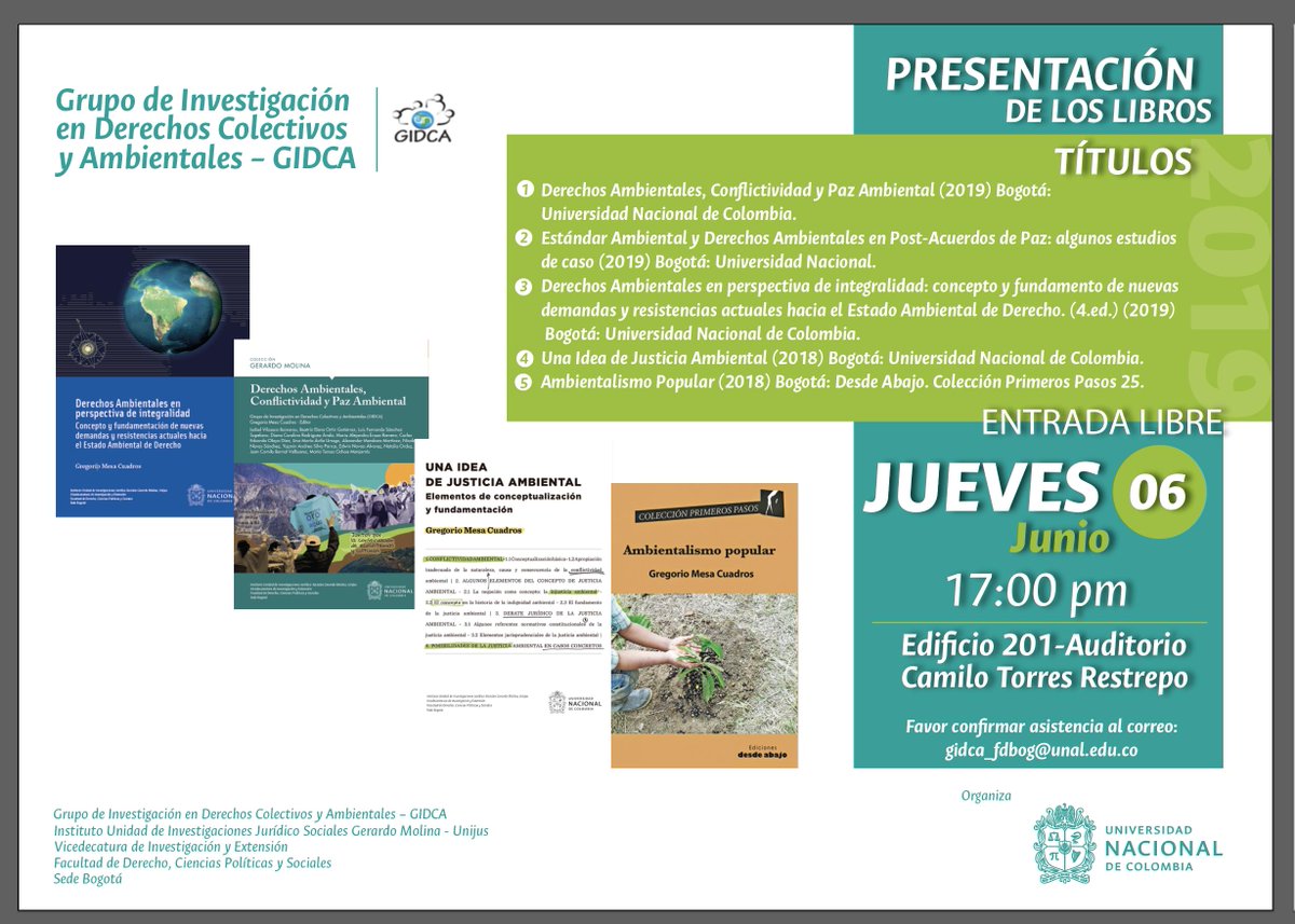 GIDCA (@gidca1) on Twitter photo Les invitamos cordialmente a la presentación de nuestras publicaciones @DIEB_UN <a href="/AndreaSilvaUN/">Andrea Silva</a> <a href="/EgresadosUN_Nal/">Egresados - Universidad Nacional de Colombia</a> <a href="/editorialUN/">Editorial UNAL</a> @elregodiento <a href="/prodeter/">PRODETER Colombia</a> @derechounal <a href="/ArchivoUnijus/">UNIJUS</a> Les invitamos cordialmente a la presentación de nuestras publicaciones @DIEB_UN <a href="/AndreaSilvaUN/">Andrea Silva</a> <a href="/EgresadosUN_Nal/">Egresados - Universidad Nacional de Colombia</a> <a href="/editorialUN/">Editorial UNAL</a> @elregodiento <a href="/prodeter/">PRODETER Colombia</a> @derechounal <a href="/ArchivoUnijus/">UNIJUS</a>