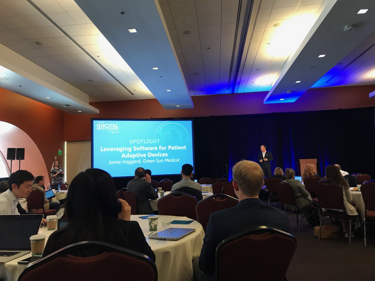 PCS_News's tweet photo. “We started with the patient experience and then we moved backward to the technology” -Jamie Haggard of Green Sun Medical #DMTC19 #DigitalMedtech @AdvaMedEvents https://t.co/3g313pE9RG