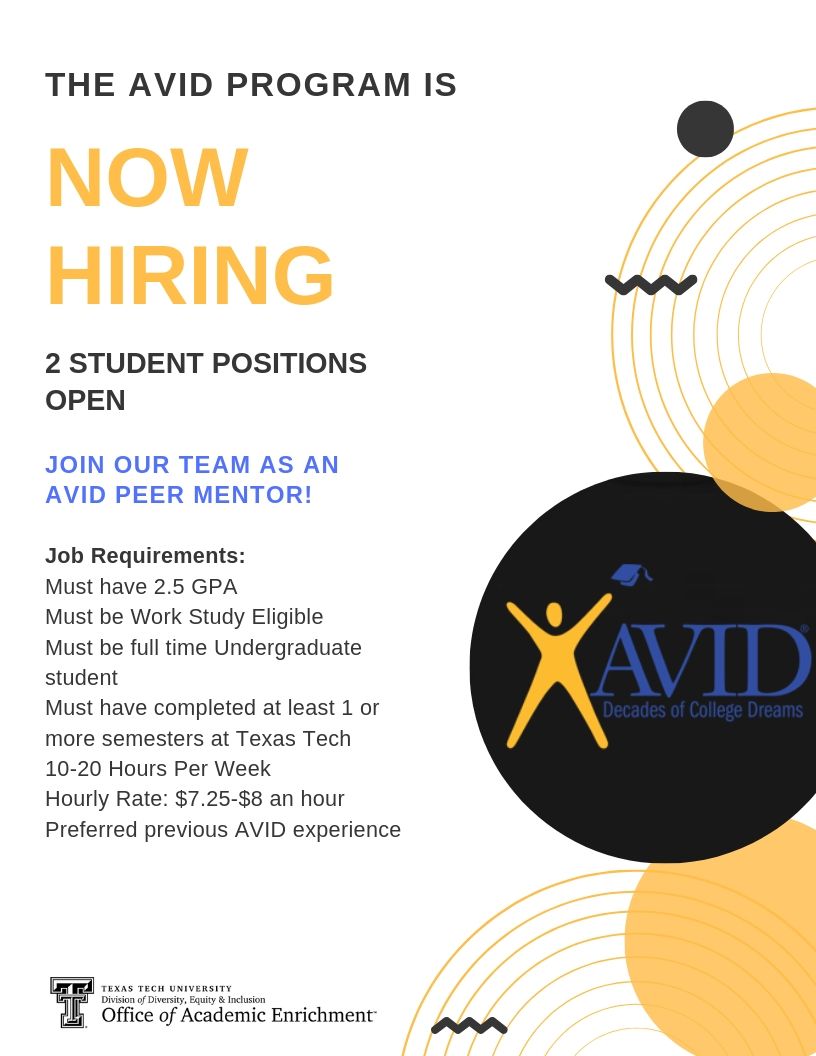 The AVID Program is now hiring 2 student assistants for the 2019-2020 school year! Visit the following link to apply:  ….studentemployment.ngwebsolutions.com/JobX_FindaJob.…