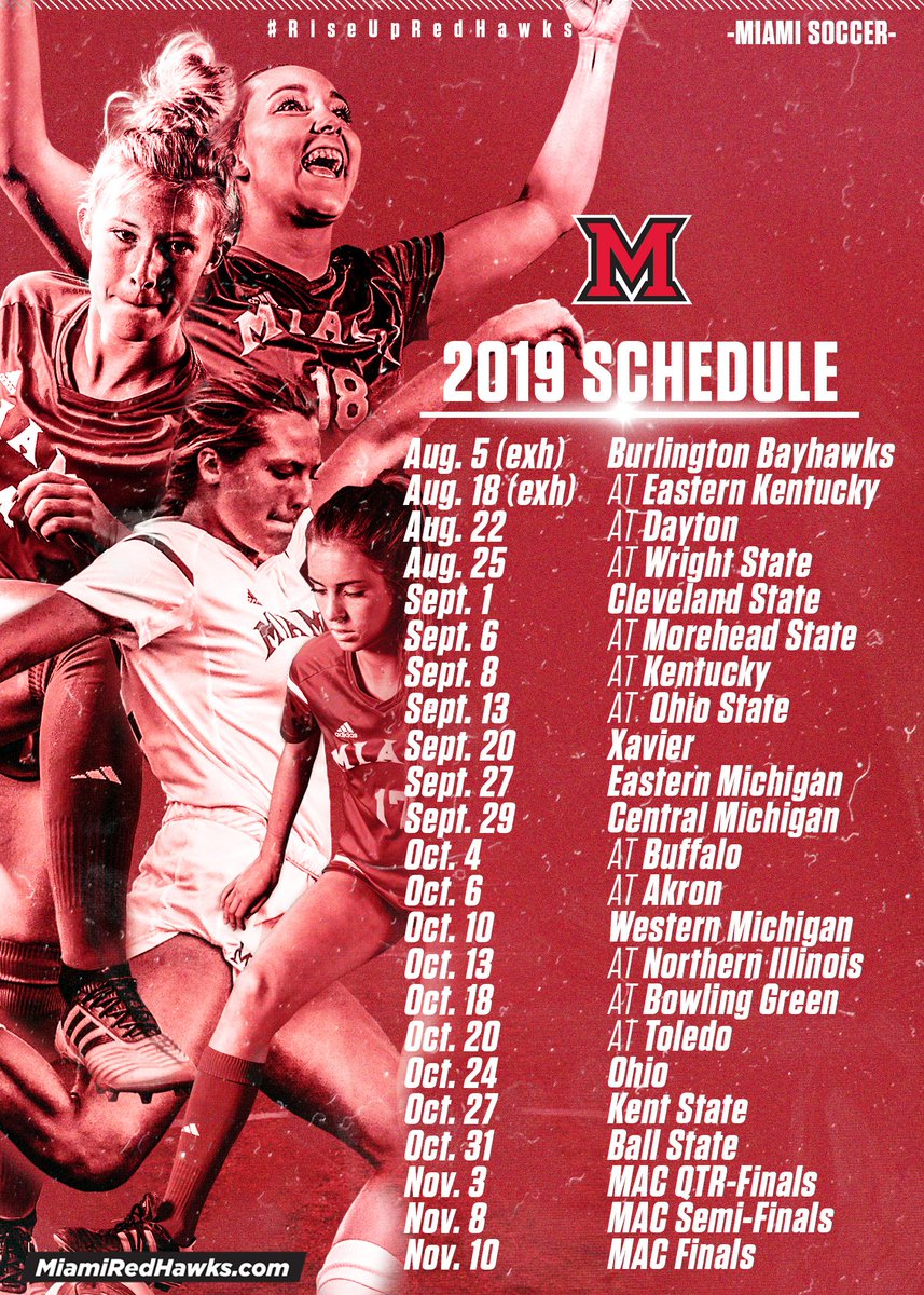 MiamiOH_Soccer's tweet photo. 9️⃣ Home dates
5️⃣ Non-conference tilts against in-state foes

Our 2019 schedule is here!

https://t.co/TokMHChTXp

#RiseUpRedHawks https://t.co/tavRpger0n