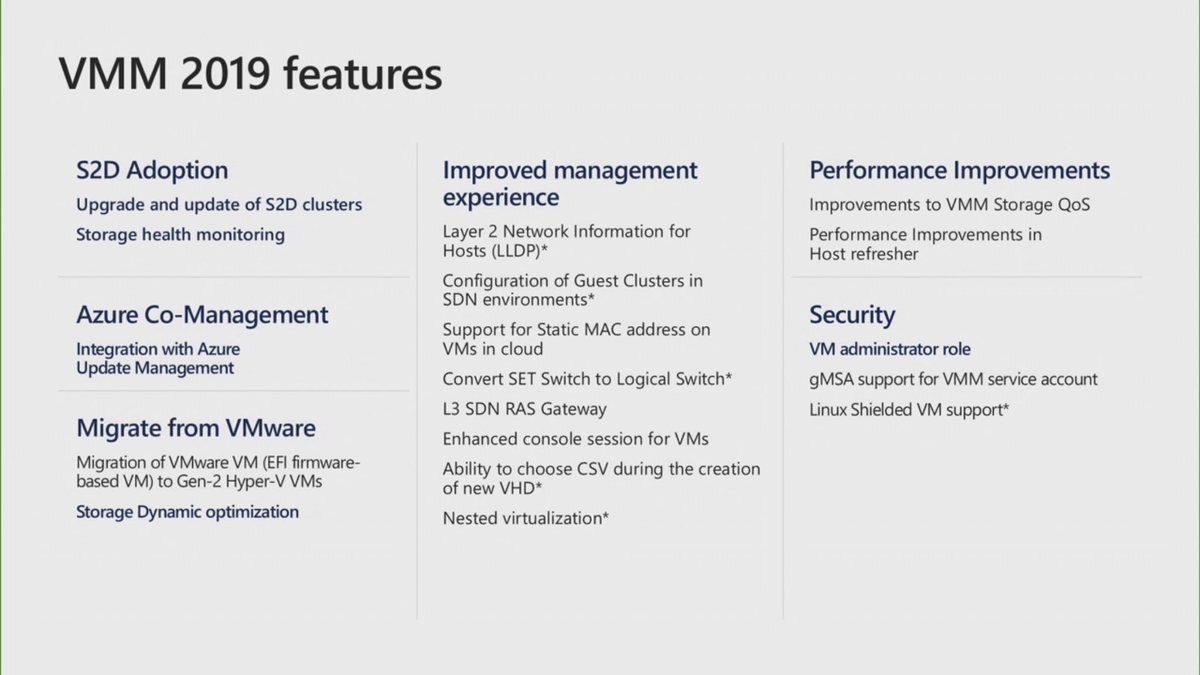 JamesvandenBerg's tweet photo. New Features in #SCVMM 2019 now live at #WinServSummit #Sysctr #Hyperv https://t.co/oZlpQA6UrV