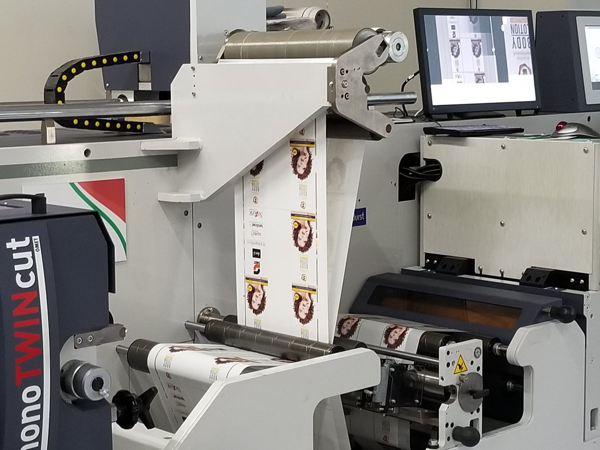 Both label jobs at the <a href="/OMETAmericasInc/">OMET Americas, Inc.</a> Open House run on @ADLabelLeader materials, the 2 Mil White BOPP UV Inkjet and 50 Micron Clear High Shrink PETG.