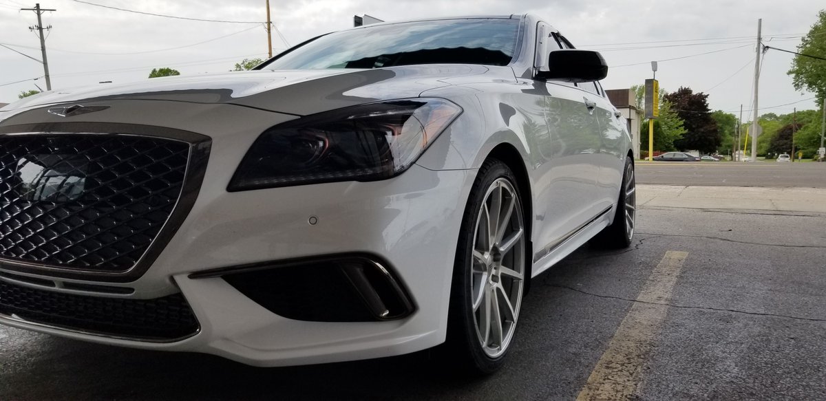 rt_tire's tweet photo. 2018 Genesis G80 3.3T with 20" Staggered, Brushed Face Silver Accents, Asanti Black Label ABL20, wrapped in Michelin Pilot Sport Tires. #genesis #g80 #rt_tire #asanti #asantiblacklabel #abl20 #idrovefromwestvirginia https://t.co/xkZaqIH9Nn