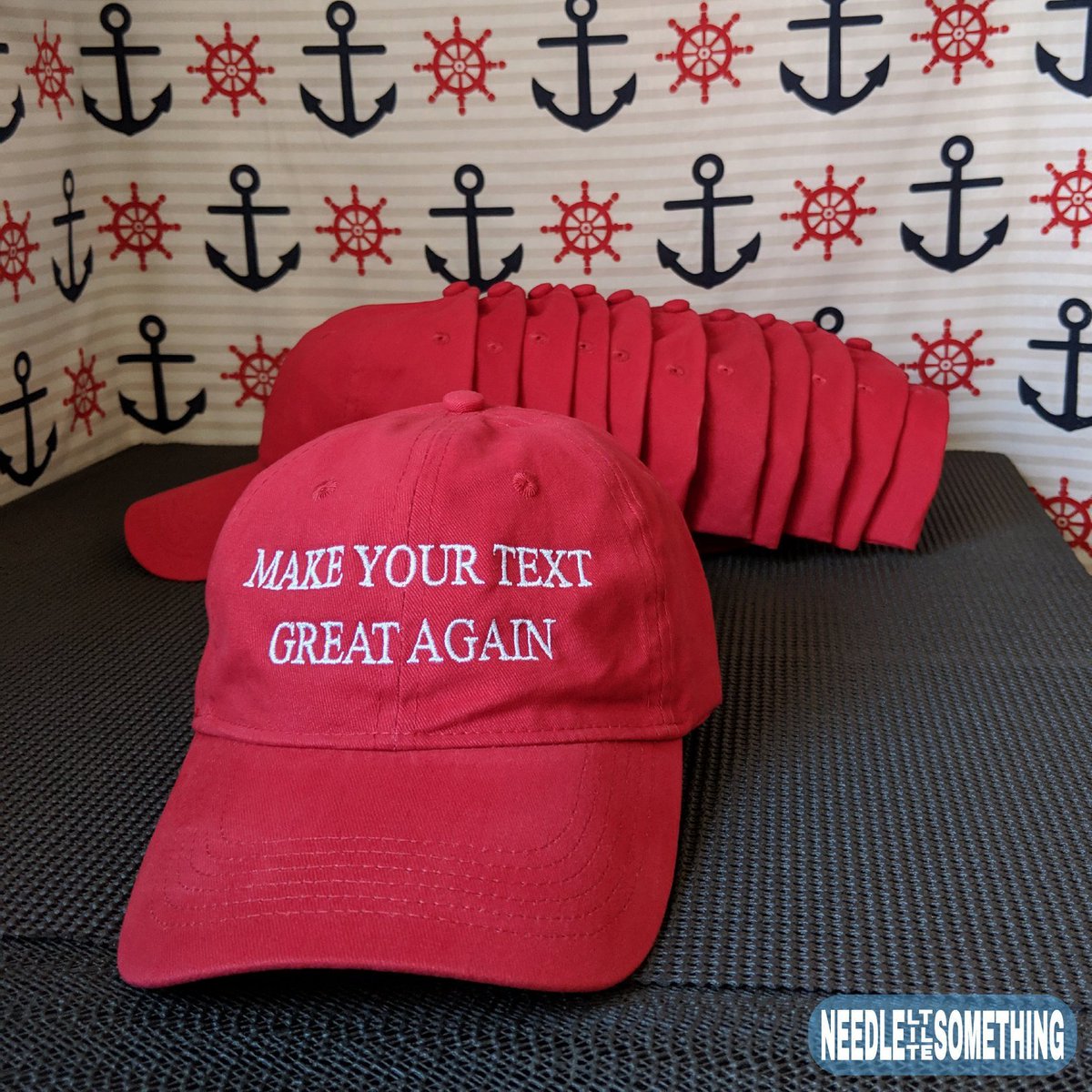NeLitSo's tweet photo. Make Bulk Discounts Great Again! When you need a custom job done look no further. Needle Little Something has that high quality hat fabrics and embroidery you want and at the prices and fast shipping times you need. Expect the best! #5stars #Bulkdeals #Embroidery #Gift https://t.co/zymfr5AIa0