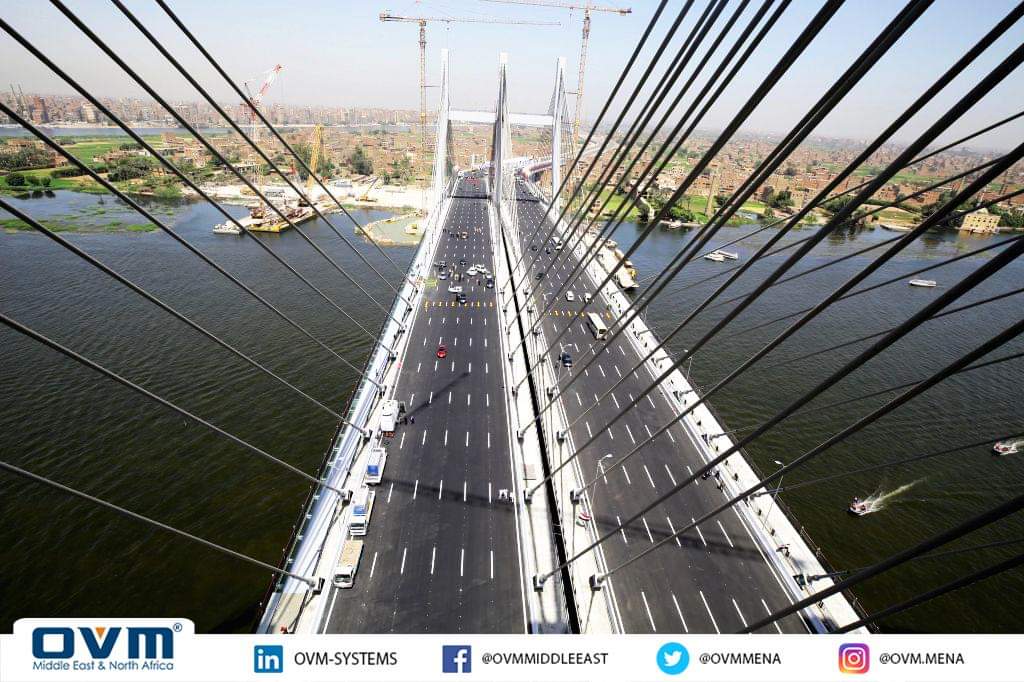OVMmena's tweet image. Photos from the opening of Stayed Cable Bridge “Rod El-Farag” in Cairo, Egypt, Bridge was constructed with Length (540 m.) &amp;amp; Width (67 m.), was constructed with (160) Stay Cables using OVM Stay Cable System.

#OVM
#Stay_Cable_Bridges
#OVM_Featured_Projects