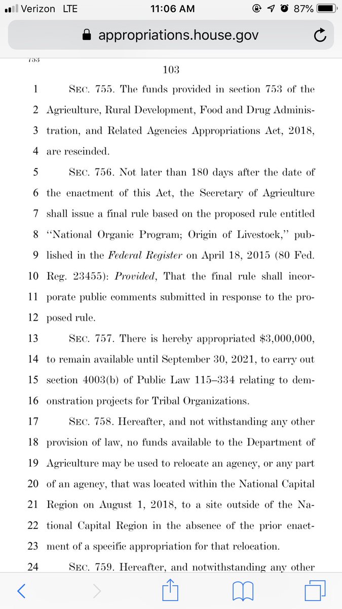 OrganicTrade's tweet image. ASK: require that @USDA immediately issue a final rule on the origin of livestock based on the 2015 proposed rule in the Fiscal Year 2020 Appropriations legislation. 

2020 Approporations legislation released today: ⬇️⬇️⬇️

This is #AdvocacyInAction 
#OrganicWeekDC