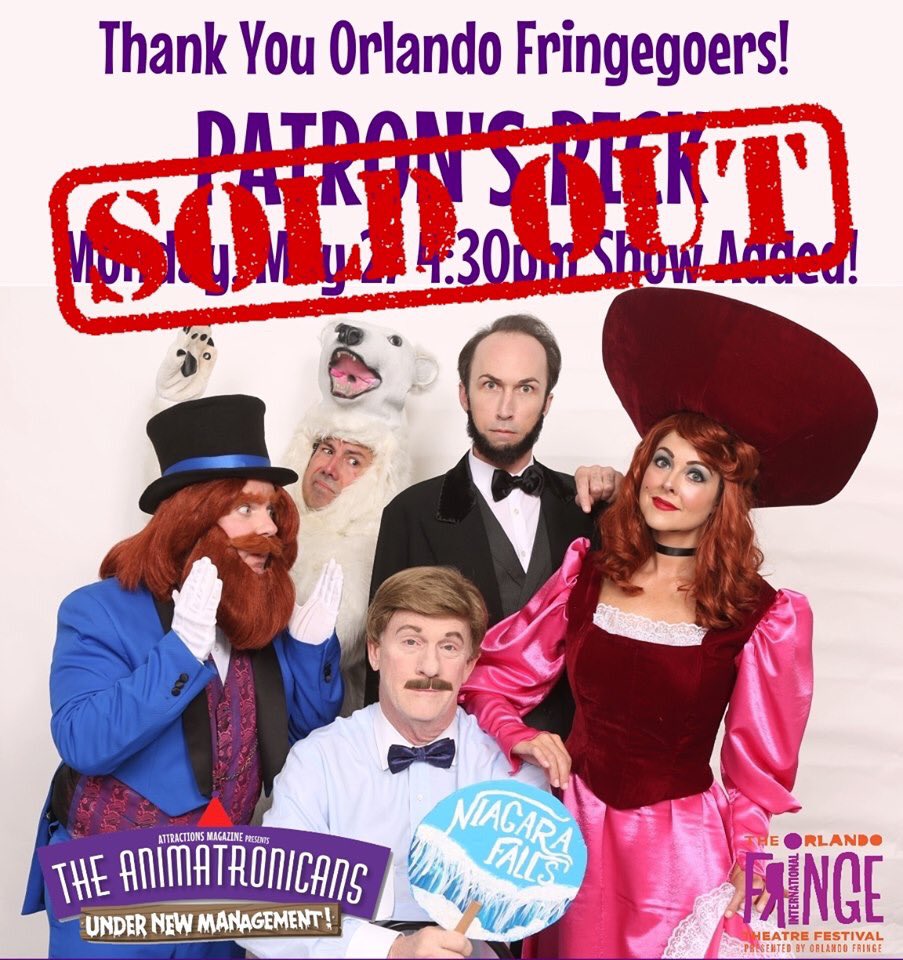 Mrfurious32821's tweet photo. Patronโs Pick Show is now sold out!! Thank you all for supporting the show!! @OrlandoFringe #OrlandoFringe #OFringe28 #FringeFeels #FringeForAll #OrlandoFringe2019 https://t.co/G532y1y40I