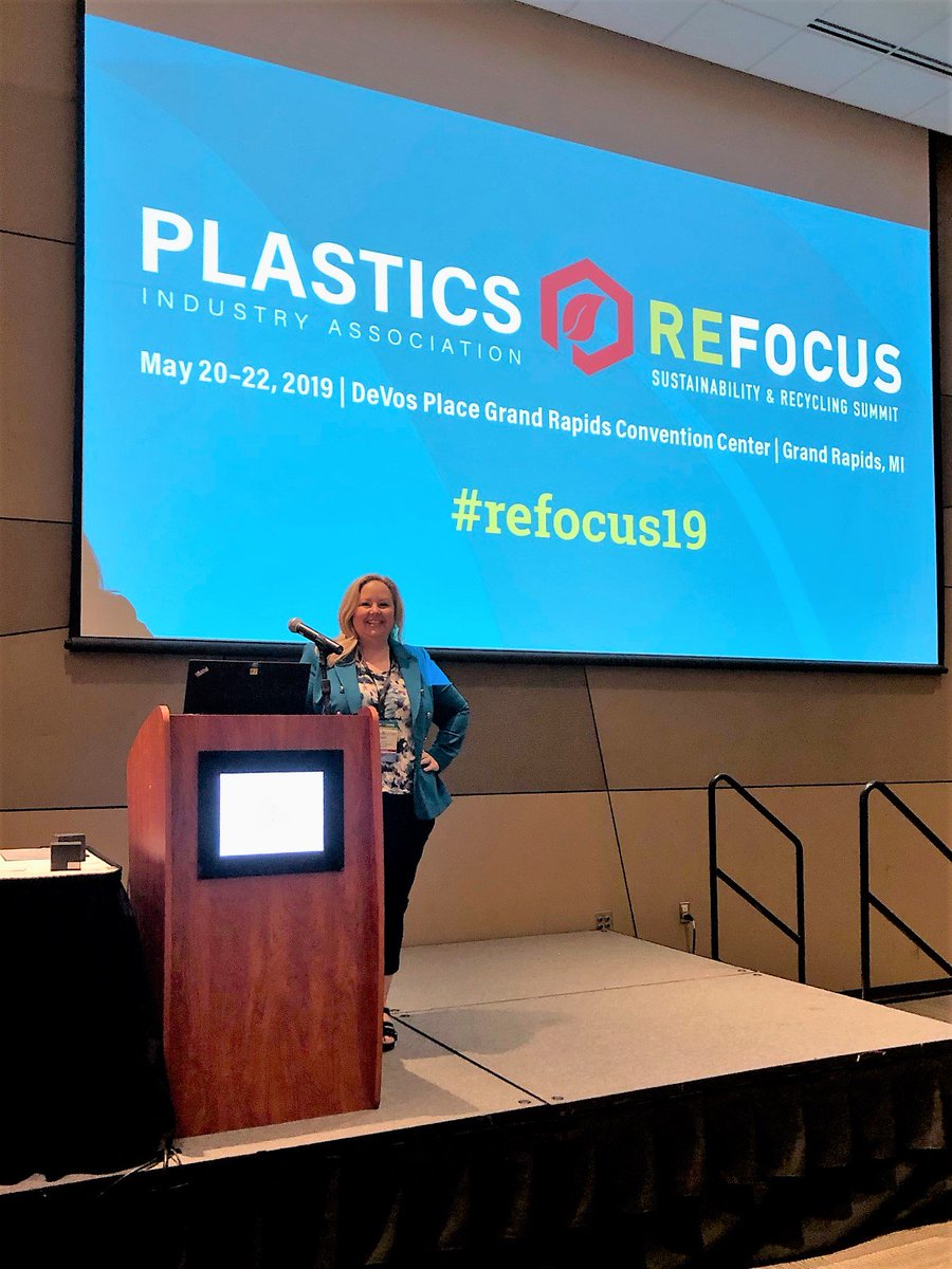 EastmanChemCo's tweet photo. Holli Alexander is highlighting Eastman’s efforts to advance the circular economy at the @PLASTICS_US Re|focus Sustainability & Recycling Summit, wrapping up today at the DeVos Place Grand Rapids Convention Center in Grand Rapids, Mich. #refocus19 #circulareconomy https://t.co/SYVvijWNWM