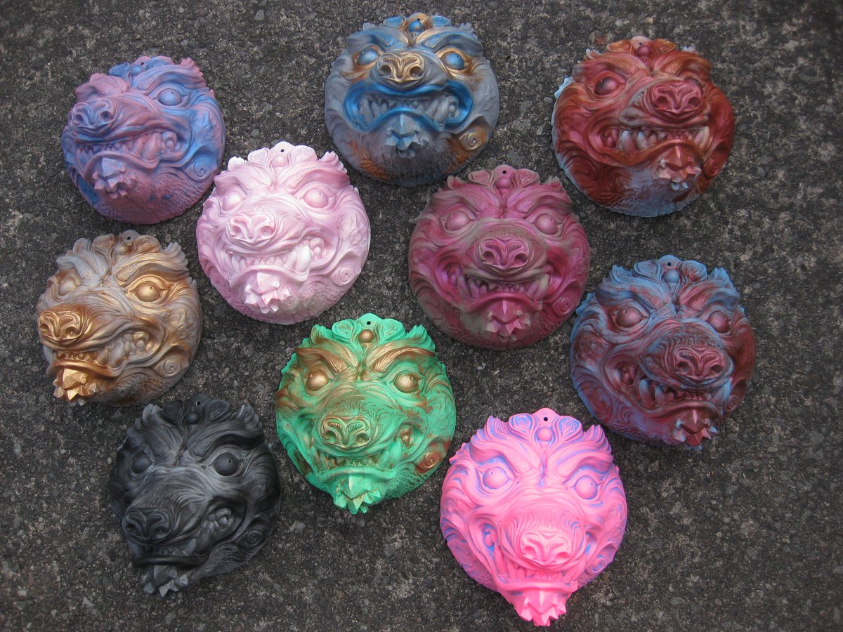 troganite's tweet photo. Samauri wolf mask wall hangers, just intime for #WerewolfWednesday
The Horde will be available at my dealers table at Confuzzled! #cfzlive
See you soon! https://t.co/NtUbpzkXAx