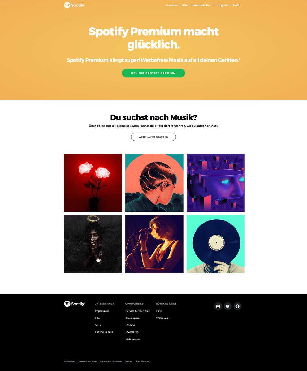 DataErrorCoding's tweet image. Ich habe mal die Spotify Webseite so nachgemacht, wie sie im Original auch ist. Ich hatte mir aber ein Limit von 1H gesetzt und das ist das Ergebnis davon. Nicht alles 100% Original aber ich sage mal 95%. #coding @g_eac @UnleasheDesign