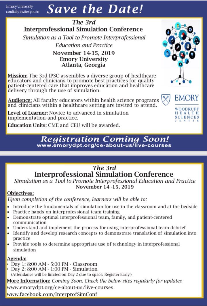 Jenny_PTDPTCCS's tweet image. #IPECSpring19 join us in Atlanta for the 3rd IP Sim Conference- November 2019