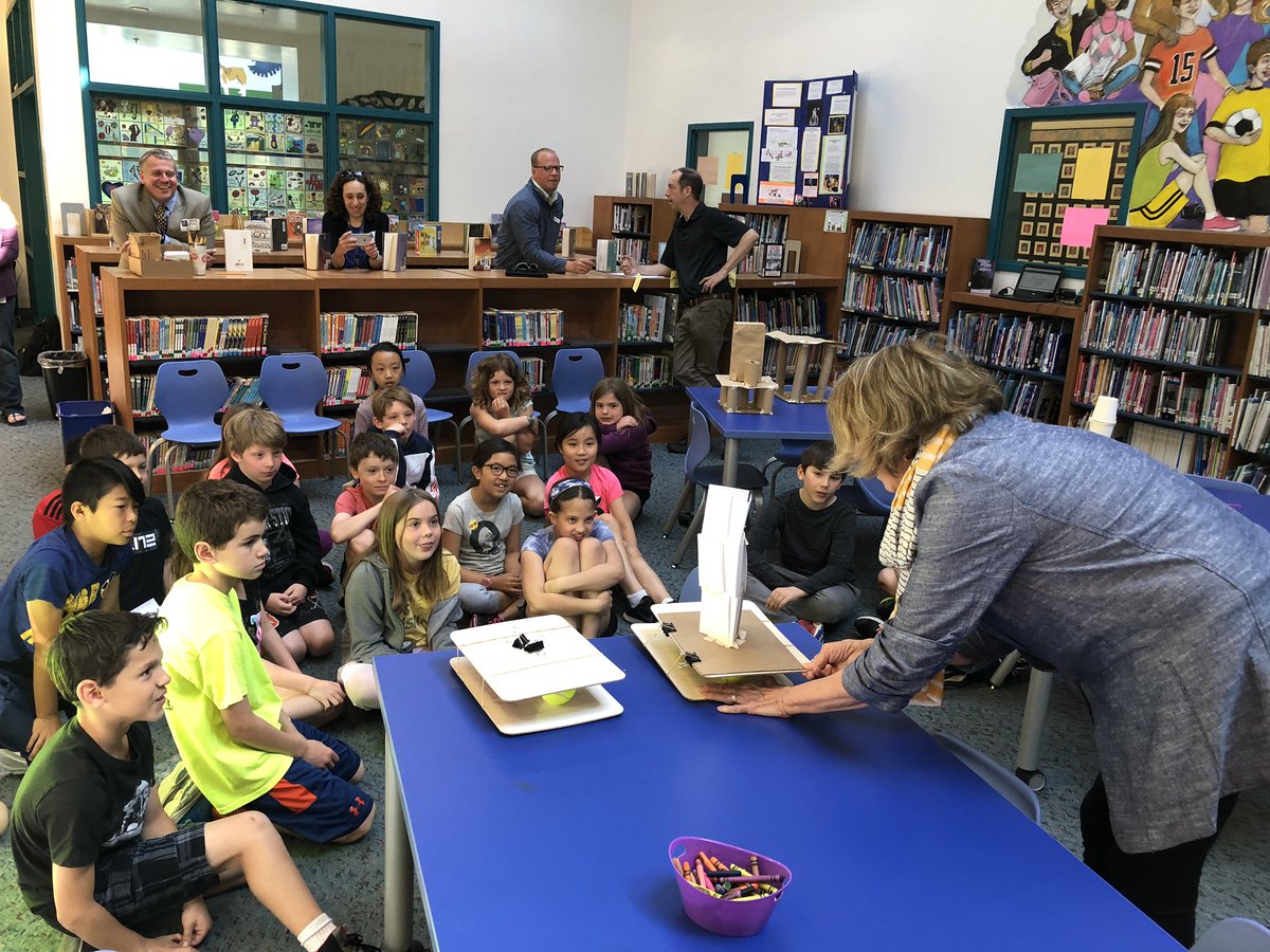 jaguar222's tweet photo. Students at @Belmont_Hills proudly showcase the new Makerspace in their library to visitors from @MCIULearns and other area principals. The students are learning about earthquakes and had to build the tallest tower that could withstand the “shake table”. @LowerMerionSD https://t.co/IoPOdf6jDD