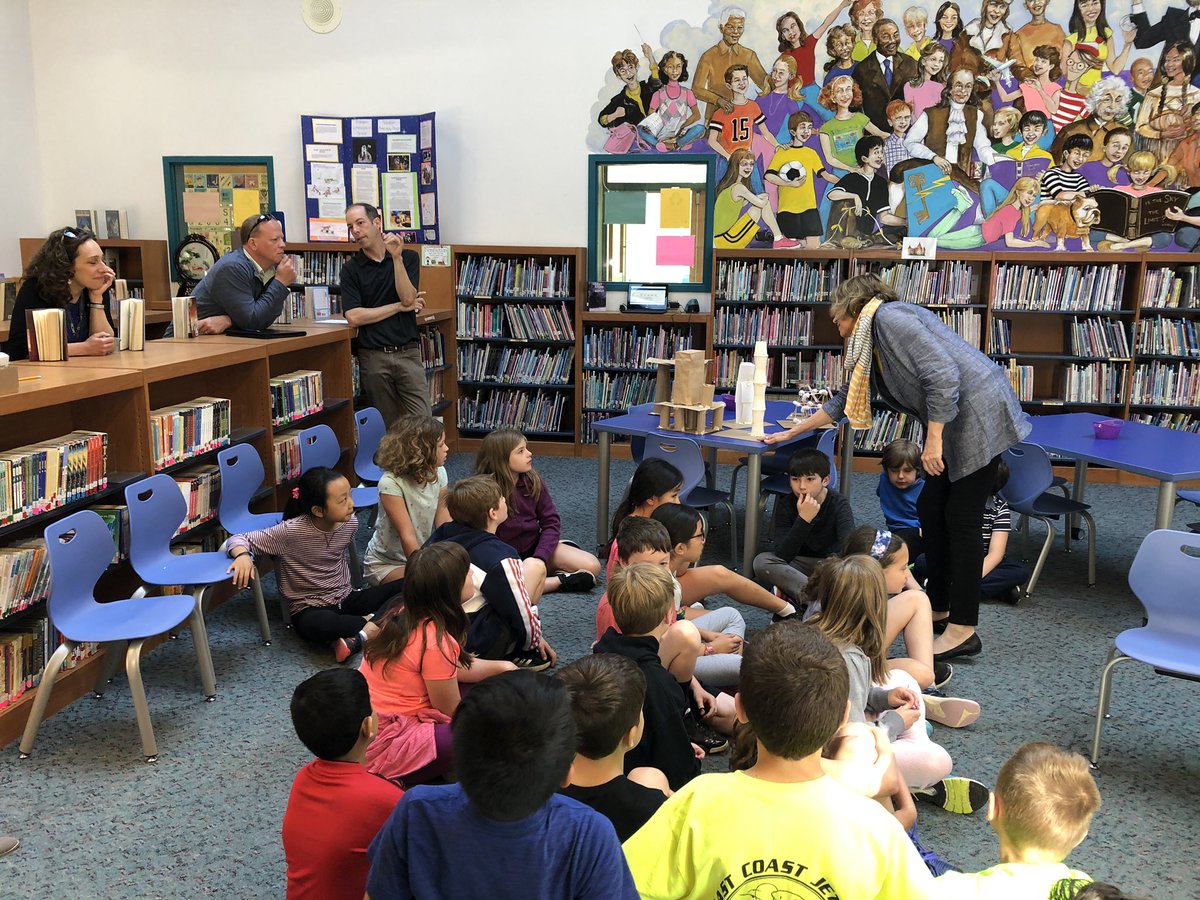 jaguar222's tweet photo. Students at @Belmont_Hills proudly showcase the new Makerspace in their library to visitors from @MCIULearns and other area principals. The students are learning about earthquakes and had to build the tallest tower that could withstand the “shake table”. @LowerMerionSD https://t.co/IoPOdf6jDD