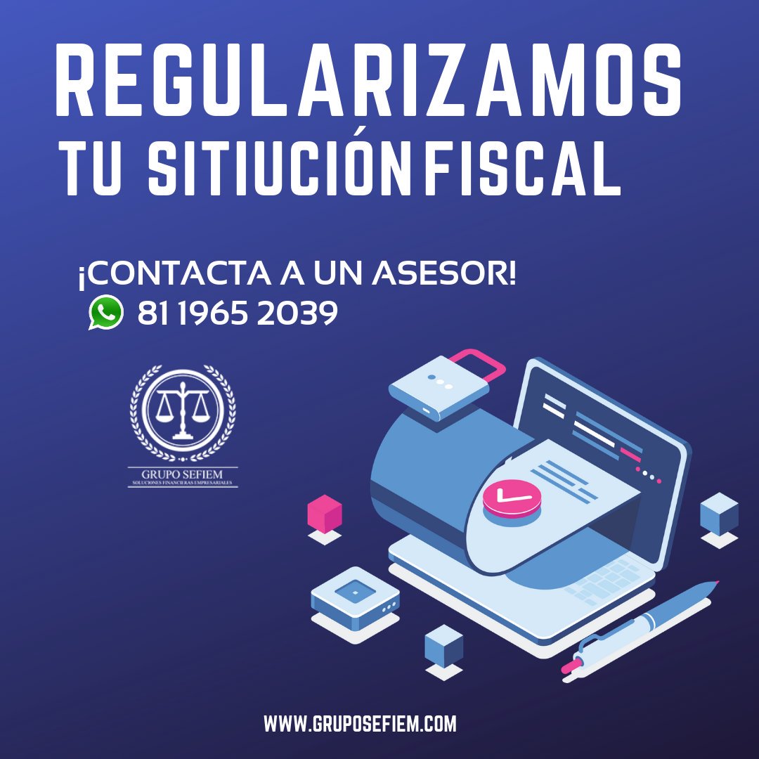 GSefiem's tweet photo. #Regularizamos tu Situación Fiscal
¡Contacta a un Asesor y Agenda tu cita SIN COSTO!
WhatsApp 📲81 1965 2039.
📍San Pedro Garza Garcia ,NL

#RMF2019 #CONSULTORES https://t.co/Ze5KDpf8Ul