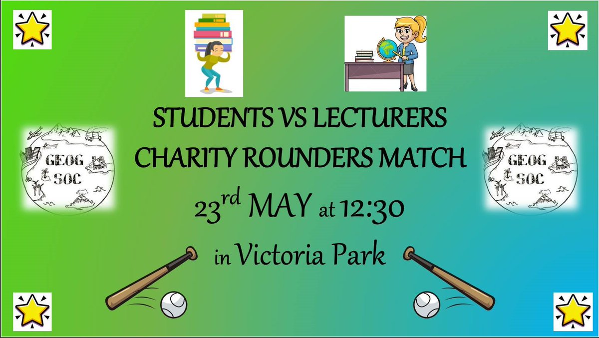 UoLGeogNetball's tweet photo. Dont forget about the students vs lecturers charity rounders match tomorrow! 12:30 in Vicky Park! https://t.co/LOmrcMIYYx