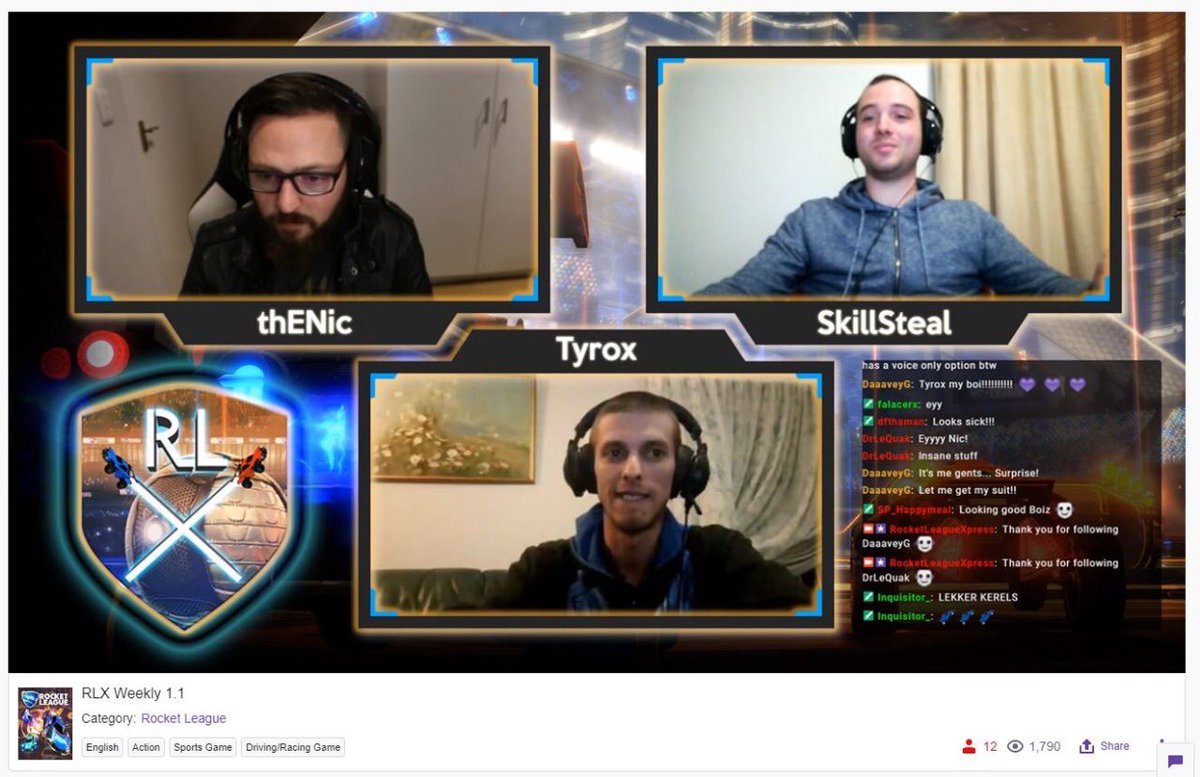 Watching a bit of the new initiative by <a href="/RLX_RSA/">RLX</a> - a weekly show, a first for Rocket League in South Africa! Congrats to the team for setting this up - looks amazing.
#RLZA #SAesports