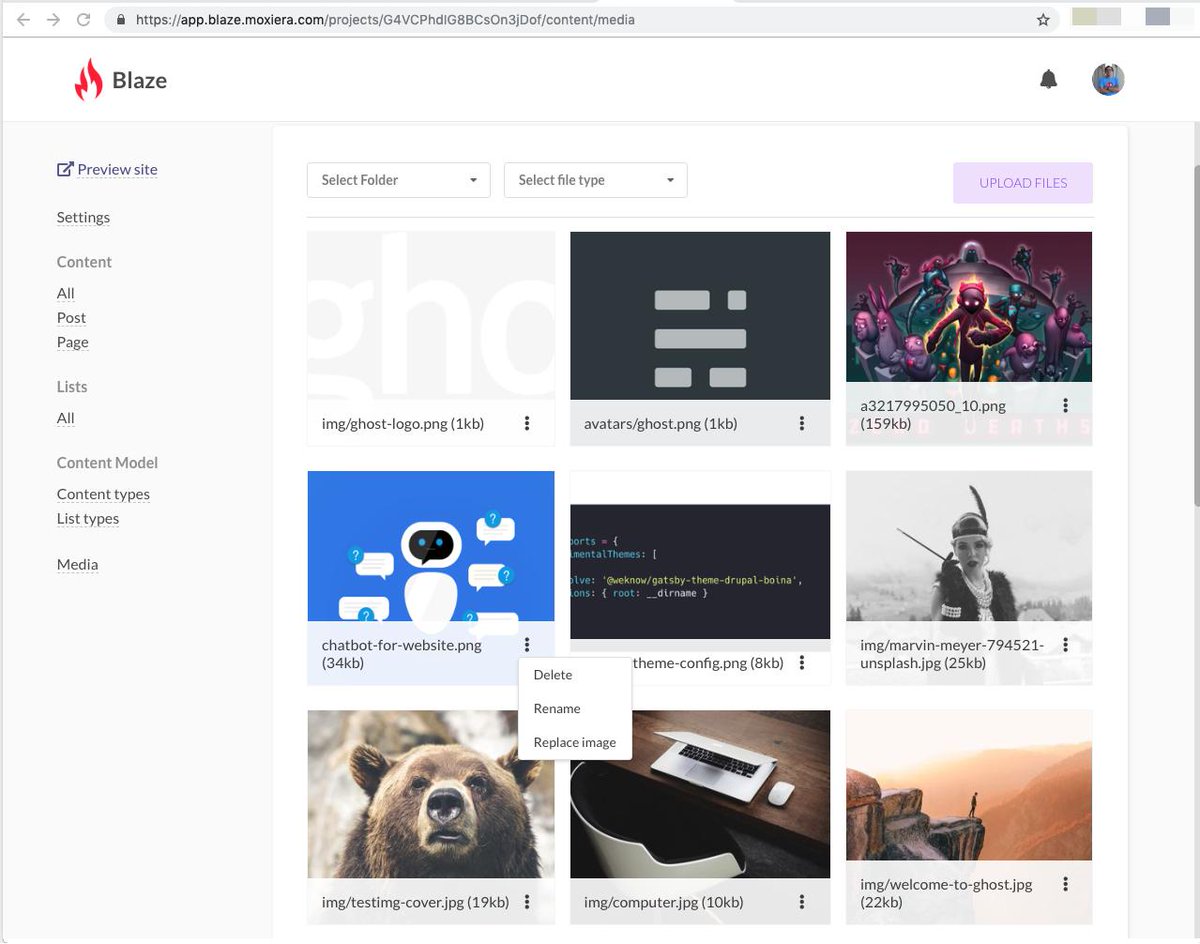 We just updated the Blaze Media Manager GUI. In this image the application is listing the images from the #GatsbyJS demo site. 
You can now register for the early beta access and announcements at blaze.moxiera.com
