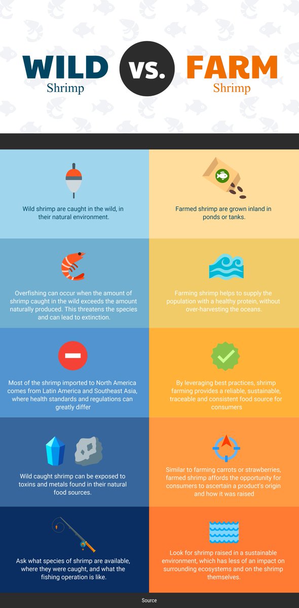 PlanetShrimpCo's tweet photo. Do you know the differences between Wild-Caught and Farmed Shrimp? https://t.co/4OaPRjHAwT
