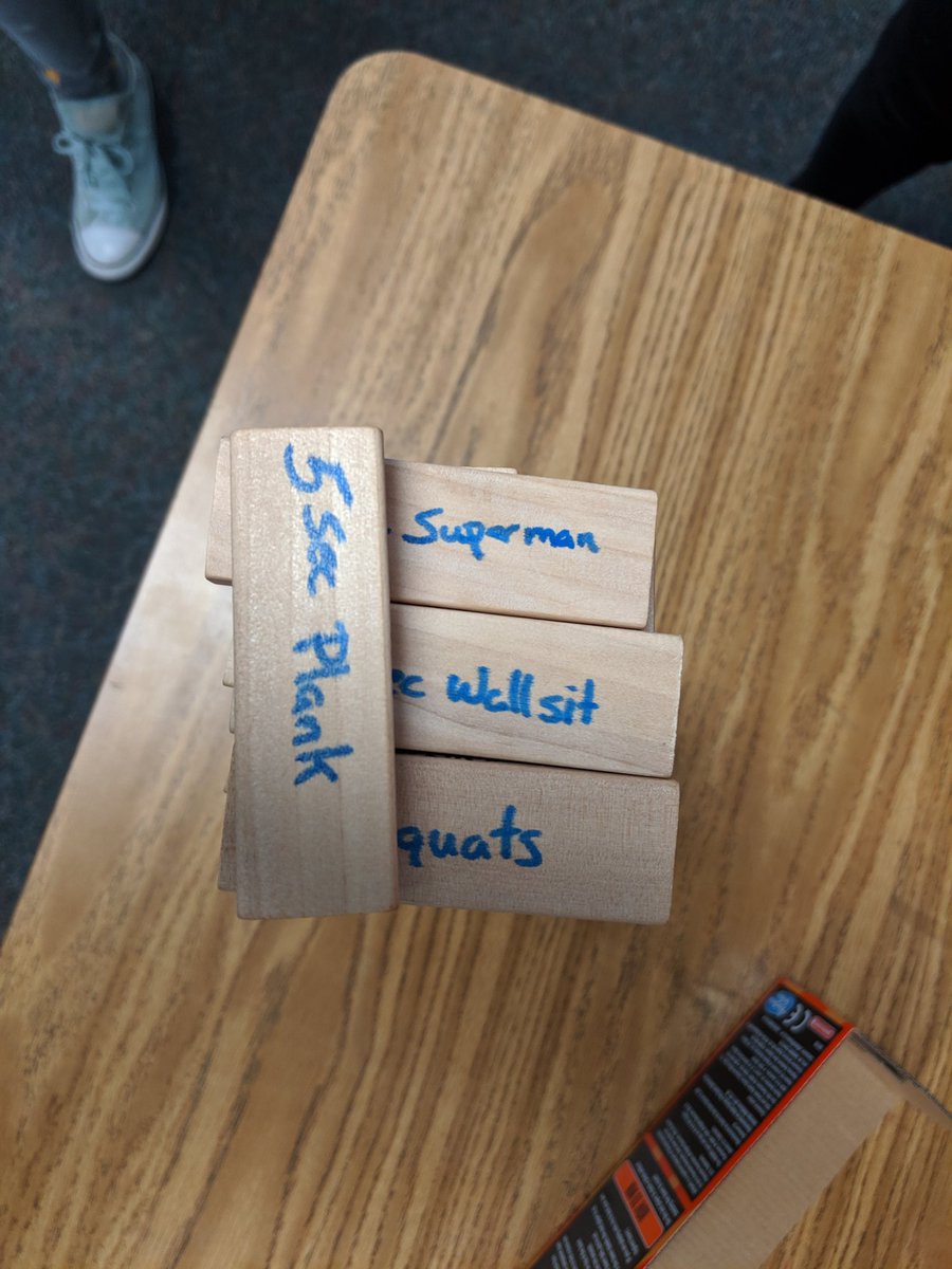 PLPhysEd's tweet image. With different ceremonies happening in the gym today and snow out on the field We had PE in the classrooms today. 3rd Grade was playing Fitness Jenga during their time in the classroom today.