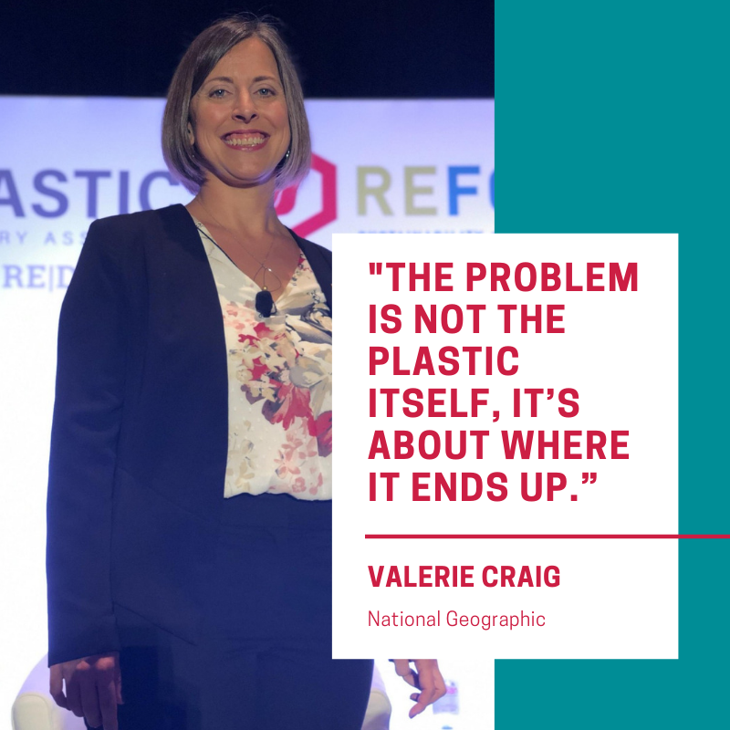 PLASTICS_US's tweet photo. “Plastic is an absolute miracle material. It has revolutionized the way we live and it has led to a waste problem ... that is solvable and it is solvable within our lifetime." Valerie Craig of @NatGeo at the closing plenary of #refocus19. https://t.co/l6fFXnfnhh