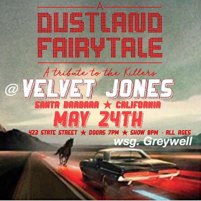 SESTRICmusic's tweet photo. I'llbe playing with A Dustland Fairytale - Tribute to The Killers - in #SantaBarbara this Friday May 24 performing at the #VelvetJones #tributeband #Tributetothekillers #jetlemons #memorialdayweekend #TheKillersTribute #DustlandFairytale https://t.co/ompmUbQ0ym