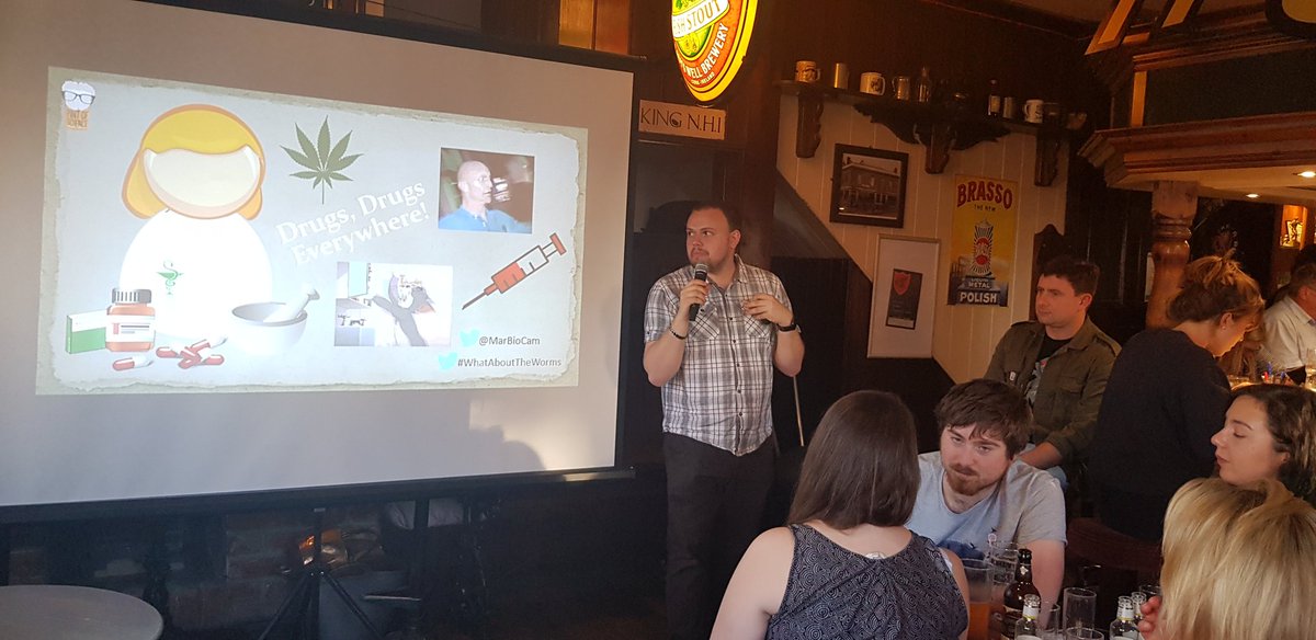 lumpyjenny's tweet photo. @MarBioCam telling us all about the effects of #drugs in the #environment!
#WhatAboutTheWorms #Pint19Exeter https://t.co/sxUwYEZJgQ