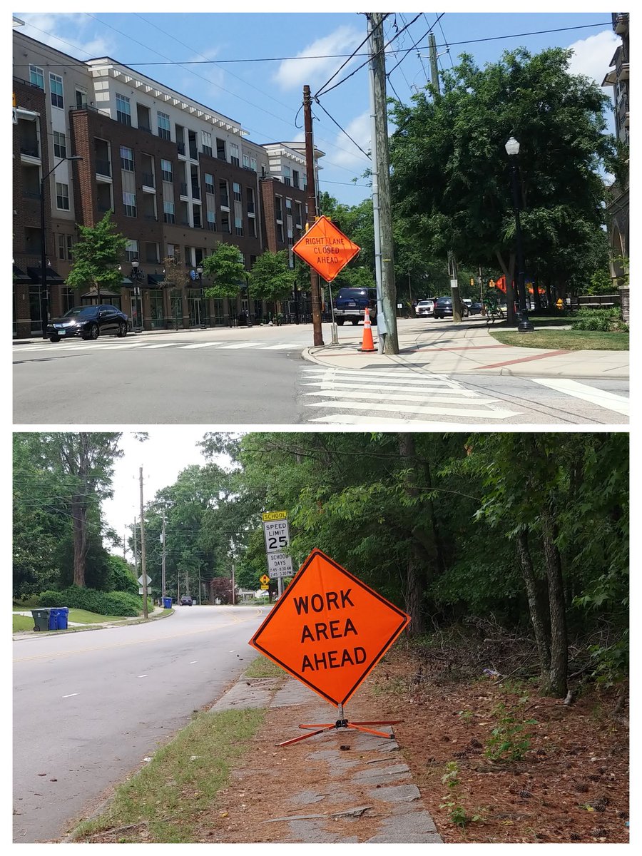 Maybe <a href="/RaleighGov/">City of Raleigh</a> could have a policy about not blocking pedestrian (and bike) infrastructure with signs for auto traffic? I mean I wouldn't /think/ we'd need one, but experience is saying otherwise. #oberlinrd