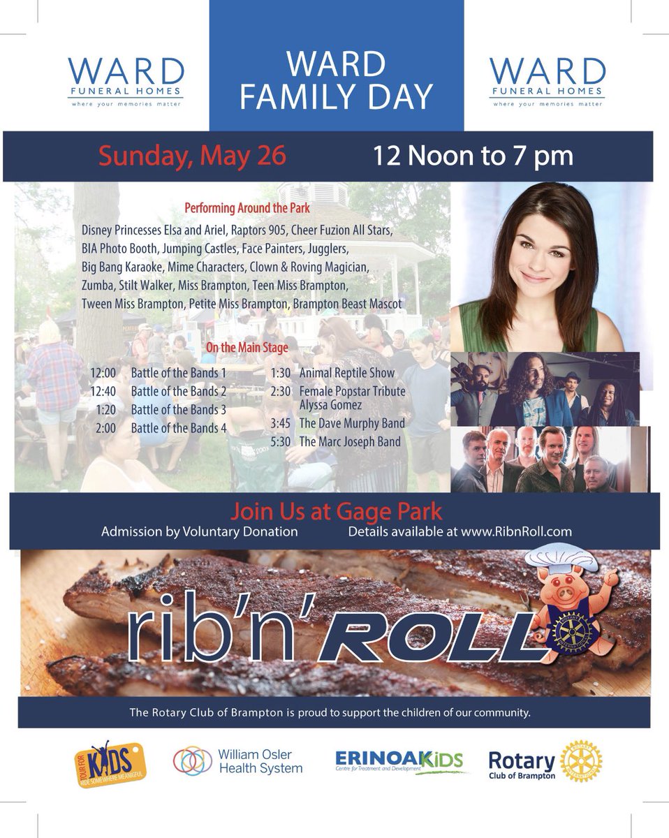 WardFuneralHome's tweet photo. It’s that time again! Join us for WARD FAMILY DAY this Sunday at rib’n’ROLL @bramptonrotary @CityBrampton #Brampton https://t.co/yF92bU8aMK