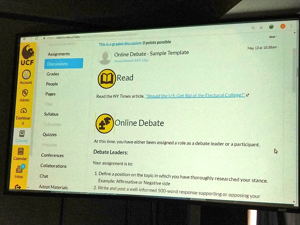 FWEdCat's tweet photo. LOOK π at what is possible with Accessible eLearning. This organization of an eCourse just makes me the happiest girl at this conference! π #LILI2019 Thank you Alyssa from UCF and #activealfie https://t.co/JRgcuBNMCJ