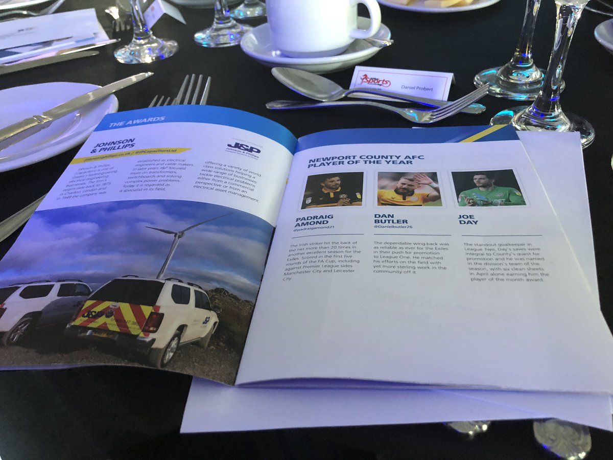 Proud to be sponsoring Newport County player of the year award tonight #SWAsportsawards