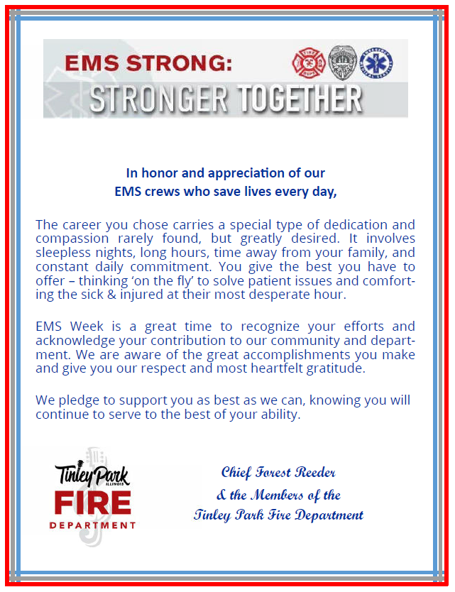 Thanks to all the EMS providers in our network and around the world.  You are the most reliable service in most peoples lives, every response makes a difference.