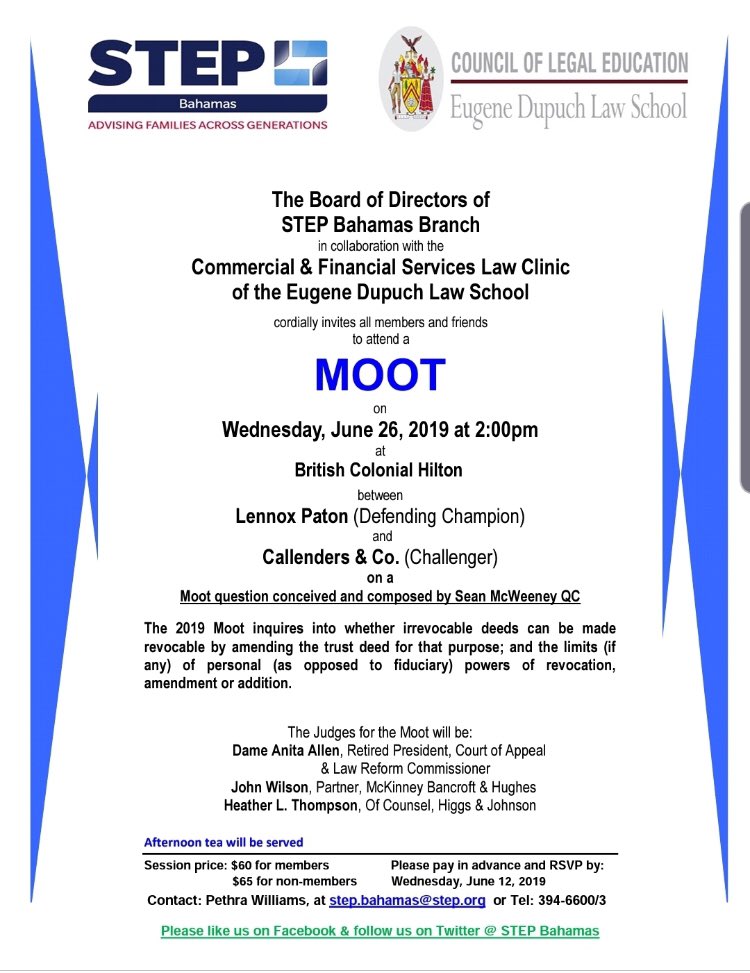 STEPBahamas's tweet photo. Please join us for our MOOT Event which is scheduled for June 26, 2019 https://t.co/LsIWksP5OV