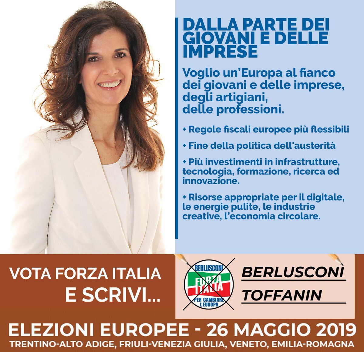Domenica 26 maggio vota chi vale! Vota <a href="/forza_italia/">Forza Italia</a>  e scrivi #Berlusconi #scriviToffanin #Europee2019 #VotaForzaItalia