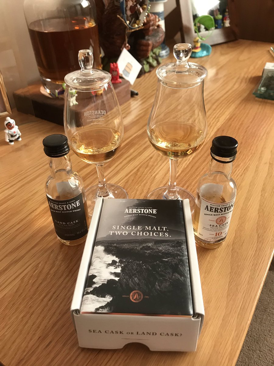 Thanks to <a href="/TheWhiskyWire/">Steve Rush</a> for tonight’s <a href="/TweetTastings/">The Whisky Wire Tastings</a> from <a href="/aerstonewhisky/">aerstonewhisky</a>, two very different drams but both worthy of a try, land cask edges it for me personally.#AerstoneWhisky