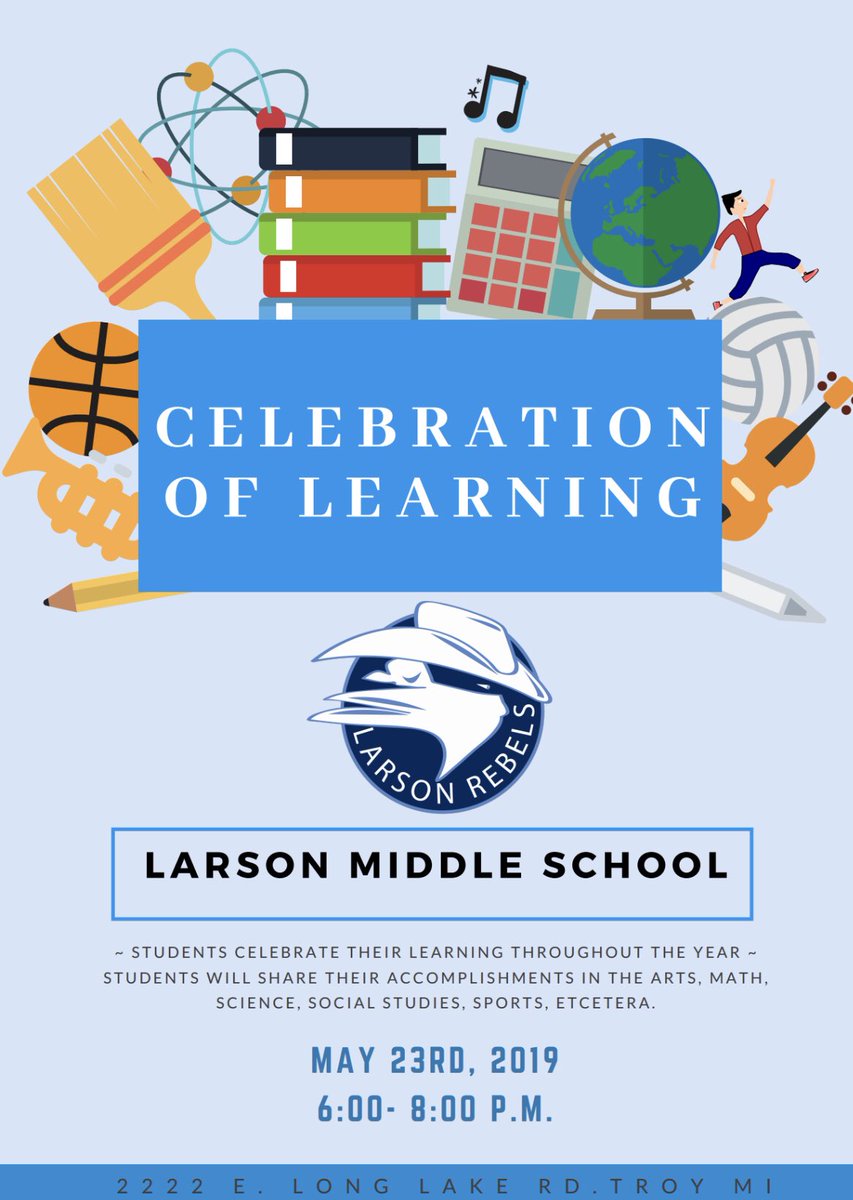 tpteach's tweet photo. TOMORROW IS THE DAY!
Come to our #LarsonCoL @LarsonMS from 6-8pm to hear our amazing Ss share their learning stories. @troyschools Ss, Ts, parents and admins this night is for you!
@TroyUnion @Costello_Tweets @WassWolves @Hill_Huskies https://t.co/BhnTlpmzE8