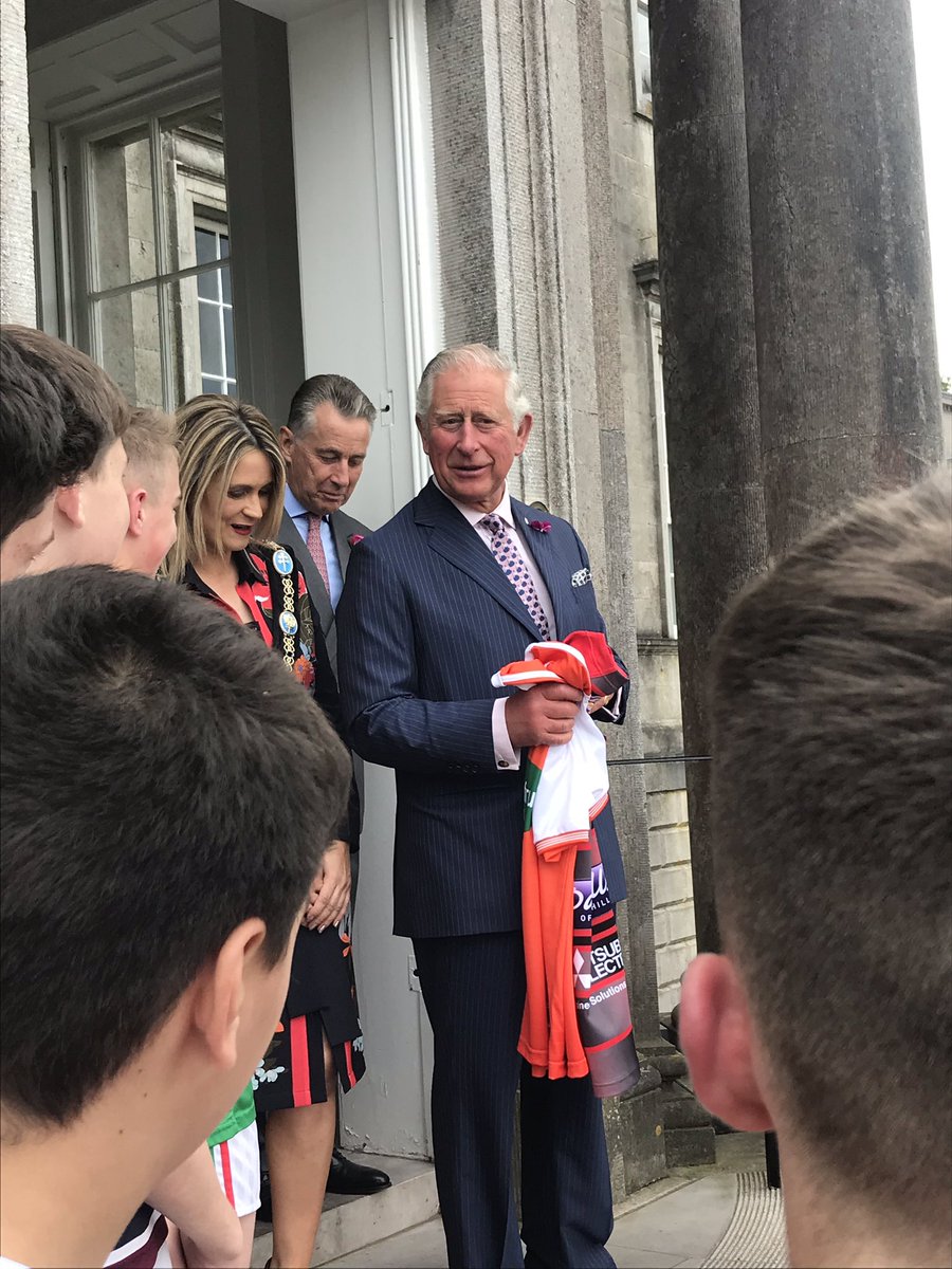 SharedEdArmagh's tweet image. Game of two halves with our special referee HRH Prince of Wales.