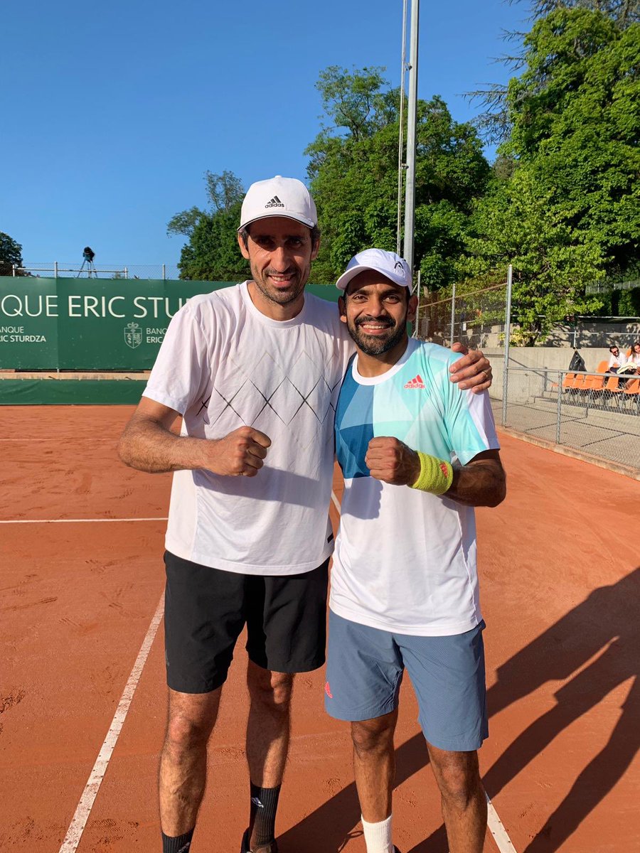 divijsharan's tweet photo. Through to the semis with the big man @OswaldPhilipp @genevaopen @ATP_Tour https://t.co/Ro09J1Lg89
