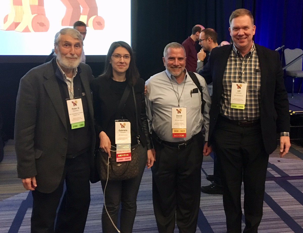 ulflindqvist's tweet photo. Representing 4 decades of #IEEESSP attendance with my esteemed @SRI_Intl colleagues Peter G. Neumann, Gabriela Ciocarlie, and David Balenson! #Oakland40celebration https://t.co/LqUQawsGeL