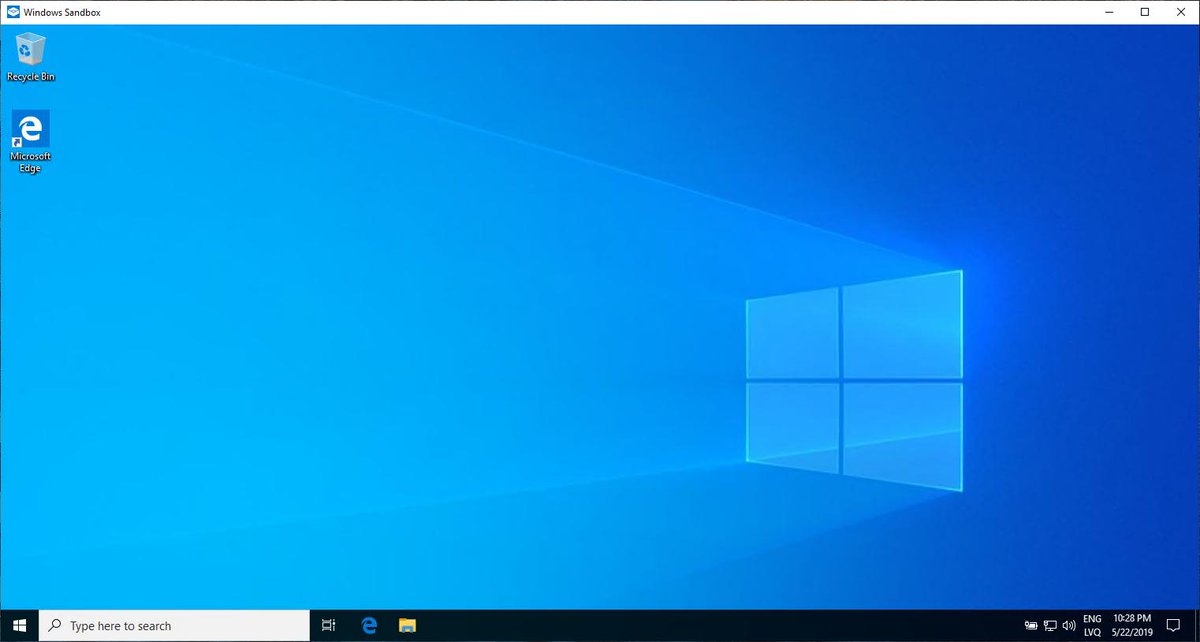 Lidotajs's tweet image. Windows Sandbox is an example of how clean #Windows10 should be after a fresh install. 😅🤓 #Windows10May2019Update