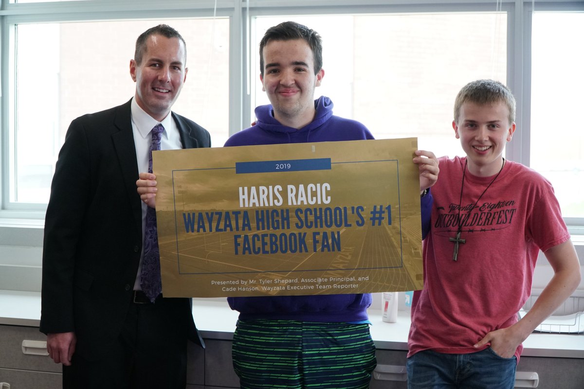 WayzataHS's tweet photo. Congratulations to Haris Racic for being Wayzata High School's number one Facebook fan!!!
#whshereforyou #trojanpride #facebook #facebookfan https://t.co/aLKJbRRnFr