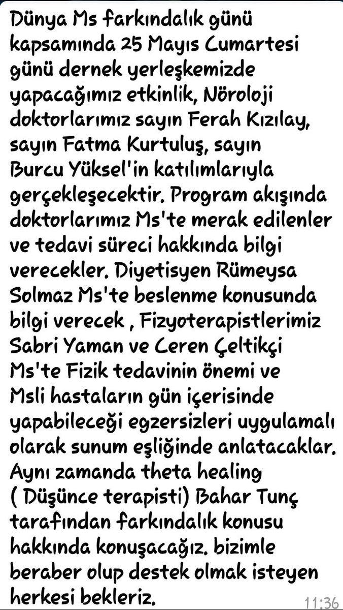 25 Mayıs'ta Abdullah Sevimçok Sivil Toplum ve İnovasyon Merkezindeyiz.. Hepinizi bekleriz... #ms #MultipleSclerosis #farkındalık #antalya