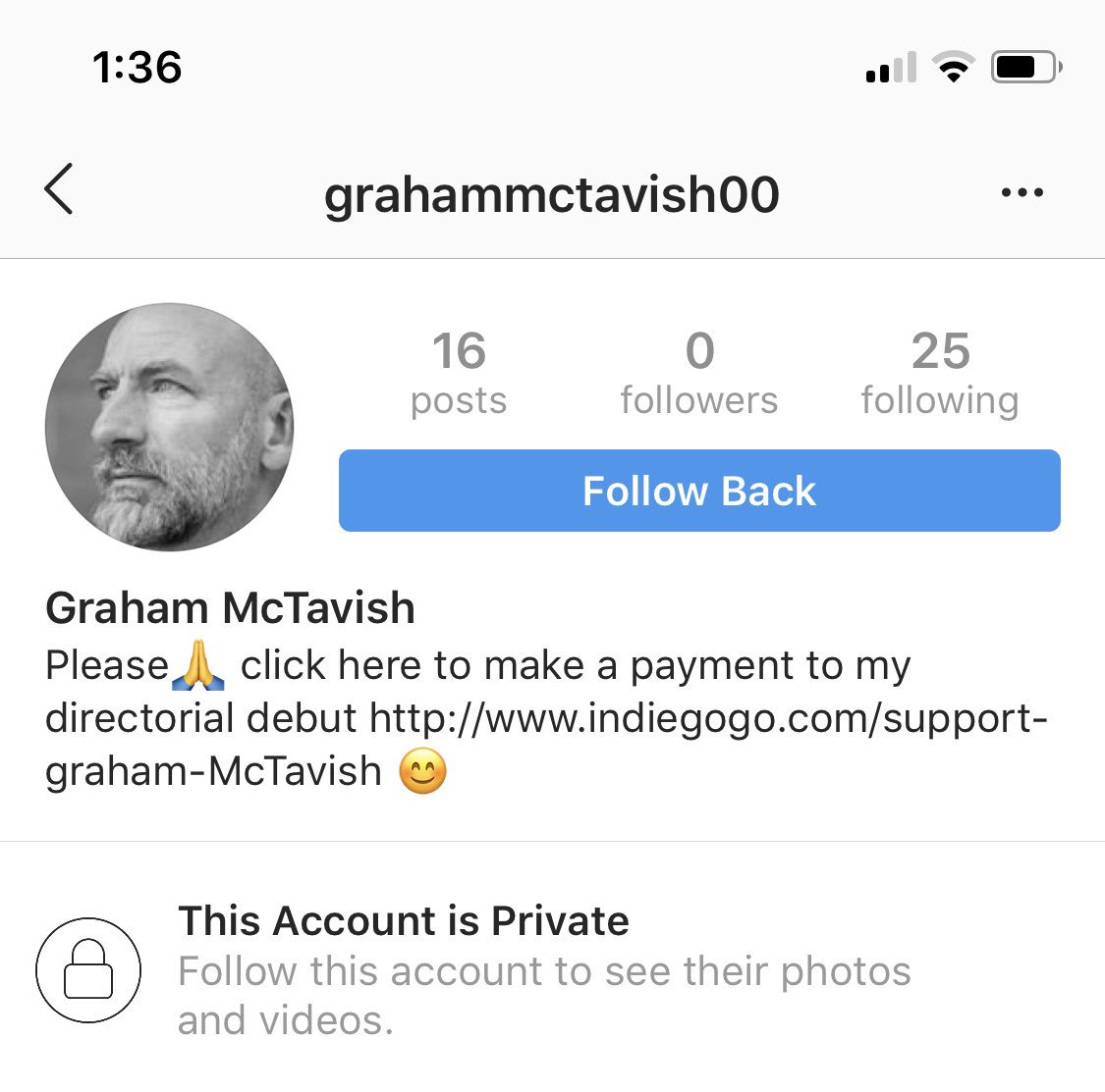 <a href="/grahammctavish/">.</a> Graham this is my second Scam Graham on Instagraham - this one trying to collect $. So not cool!