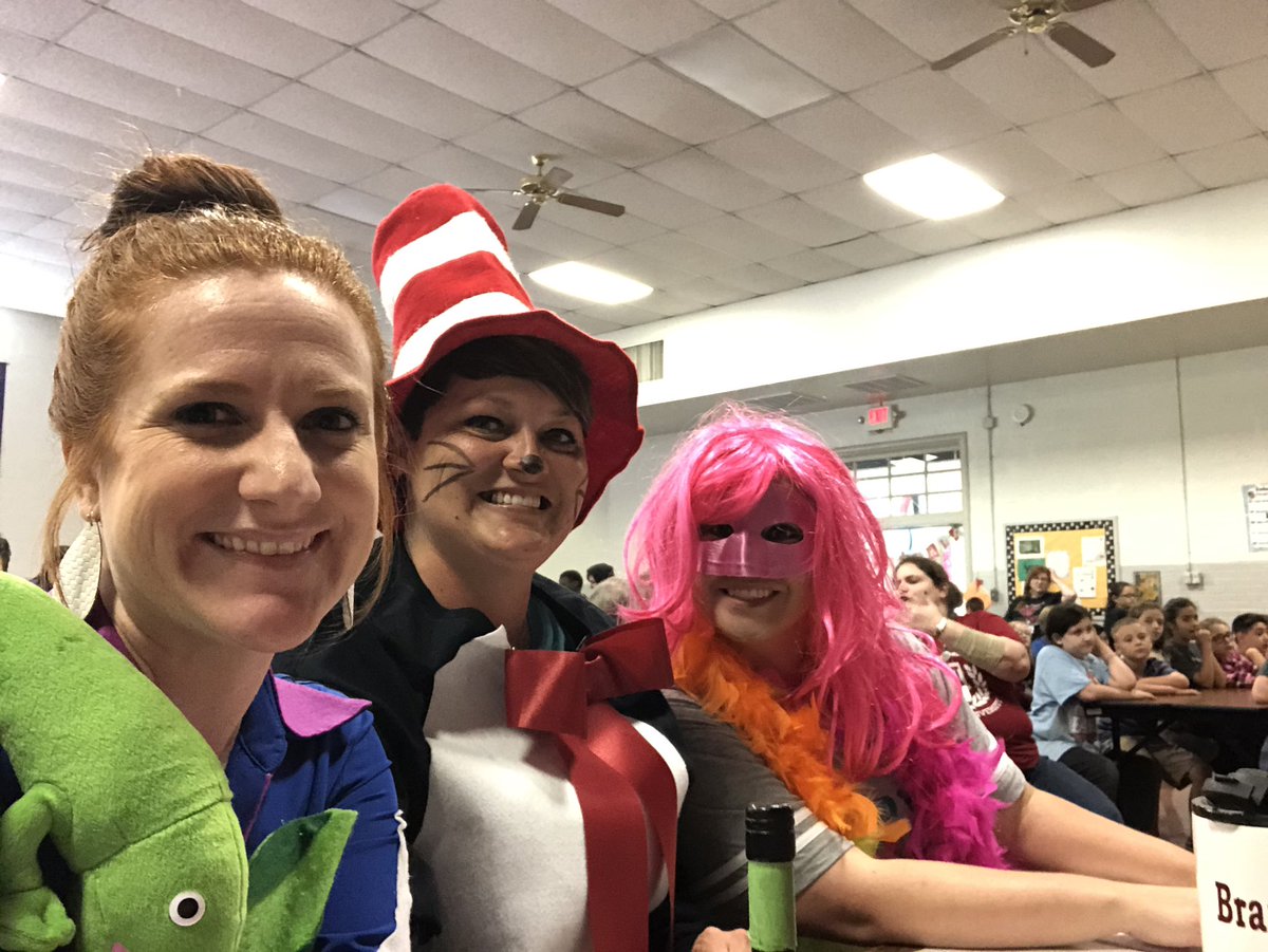 gena_redhead's tweet photo. Ms. Frizzle, Cat in the Hat, and our very own Jokester as celebrity judges for @wfcunningham talent show! @WFISDschools #iamwfisd #wegottalent #betheone https://t.co/toh0PIw2Kc
