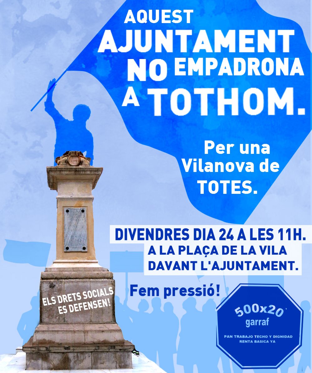 Ateneuvilanovi's tweet image. El padró és un dret, tinguem domicili fix o NO! 

Ens veiem divendres a les 11 h davant l'ajuntament de VNG @DignaGarraf