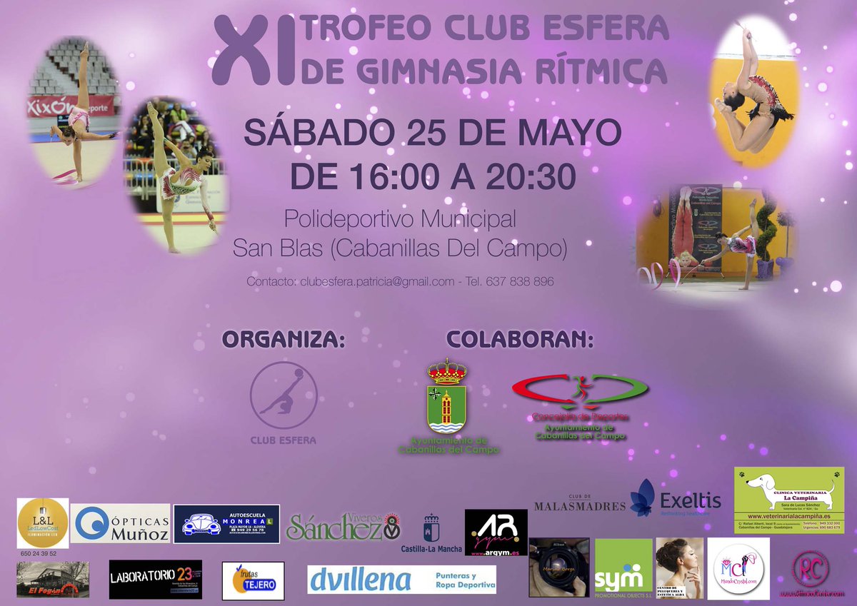 aytocabanillas's tweet photo. DEPORTE: La gimnasia rítmica toma Cabanillas este fin de semana. 
- Exhibición de Escuelas Provinciales
- 11º Trofeo Club @GR_ESFERA
- Masterclass, con dos subcampeonas olímpicas
#CabanillasSeMueve 
https://t.co/5ls1l2lLA4 https://t.co/hmecFRa0Yt