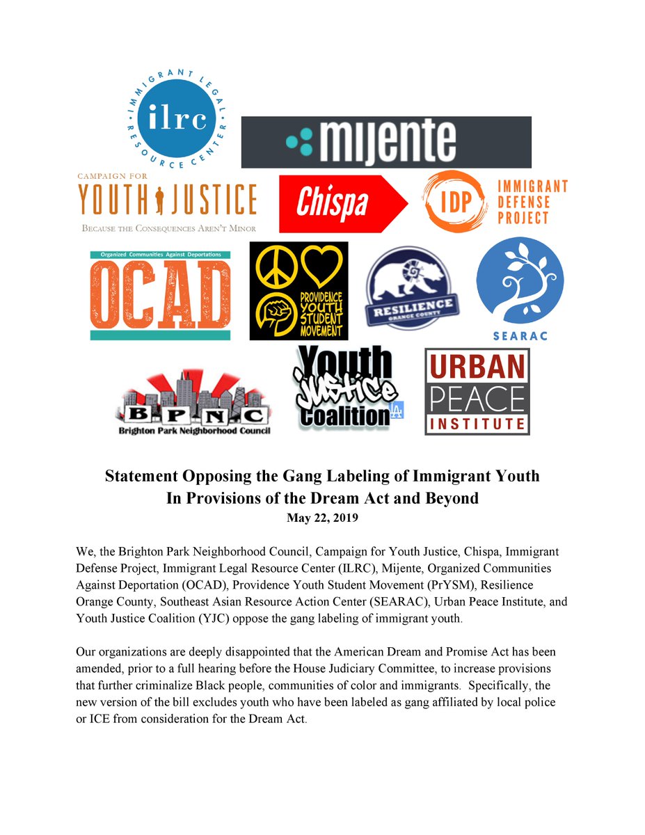 BPNCchicago's tweet image. Today, BPNC joined @the_ILRC  @OCAD @ConMijente and other organizations from around the country to call on Congress to reject  gang labeling of Immigrant Youth provisions in the #DreamActPromiseAct #EraseTheDatabase #ProtectionforALL
