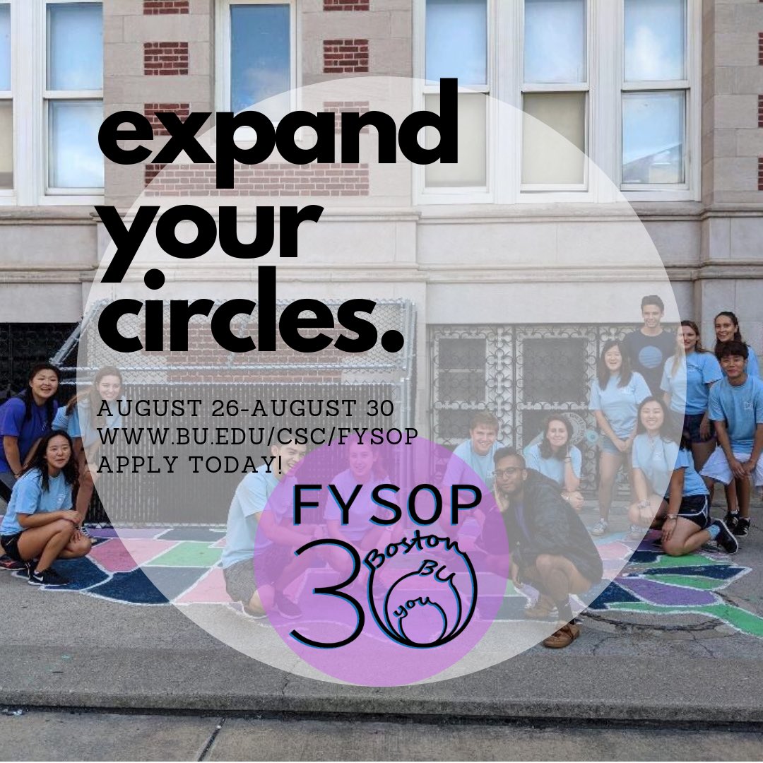 Hey, Class of 2023! Interested in connecting with fellow first years, community service, and the city of Boston? You're in luck, register for FYSOP at bu.edu/csc/fysop today! #bu2023 🌎 <a href="/BU_Tweets/">Boston University</a> <a href="/BUCSC/">BostonUniversity CSC</a>