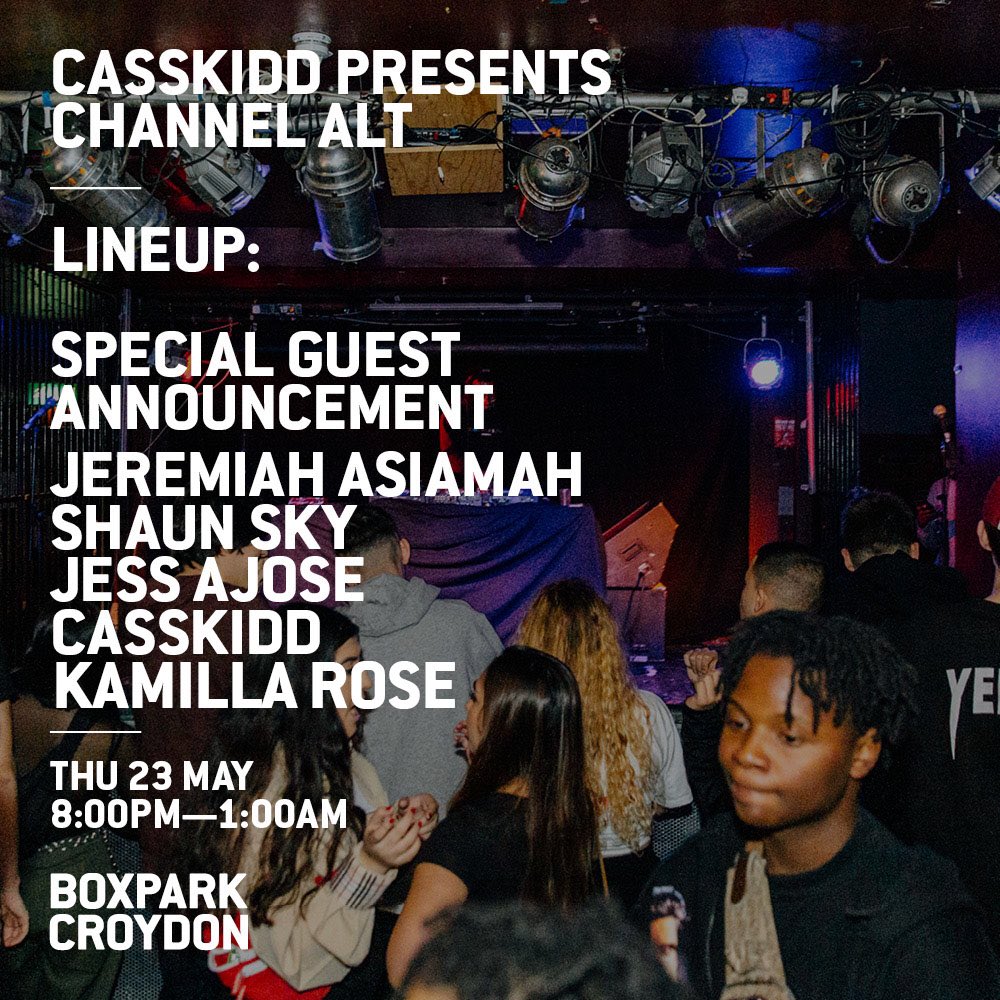 CassKidd's tweet photo. Madting. First club night. @ChannelAltRadio at @BoxparkCroydon.
Shazam, dance or do both.
Soundtracked by @JessAjose_, @KamillahRose, @JeremiahAsiamah & @hishaunsky.
RSVP: https://t.co/zwO22XAKfk #ChannelAltLIVE ๐ซ๐ 24HRS LEFT ๐ฌ๐ง https://t.co/rAFuQ2EKzc